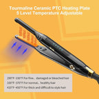 Small Flat Iron 3/10'' Mini Flat Irons for Short Hair,Pixie Cut & Bangs,Pencil Hair Straightener for Edges with LED Display,Travel Hair Straightener with Dual Voltage,Auto Shut Off（Orange）