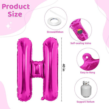 Hot Pink HOME Balloons, 40 Inch HOME Letter Balloons Home Balloon Banner - Image 2
