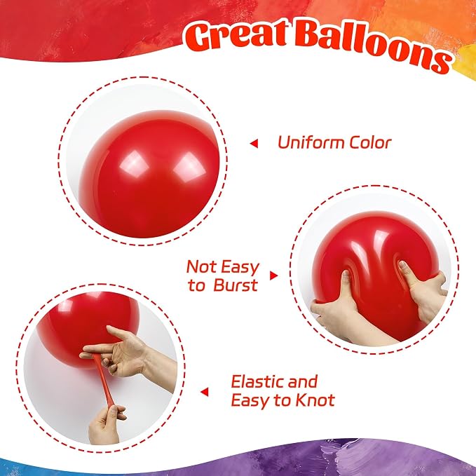 Colorful Balloons 12 inch, Latex 50pcs Party Balloons | Red Dark Purple Orange - Image 3