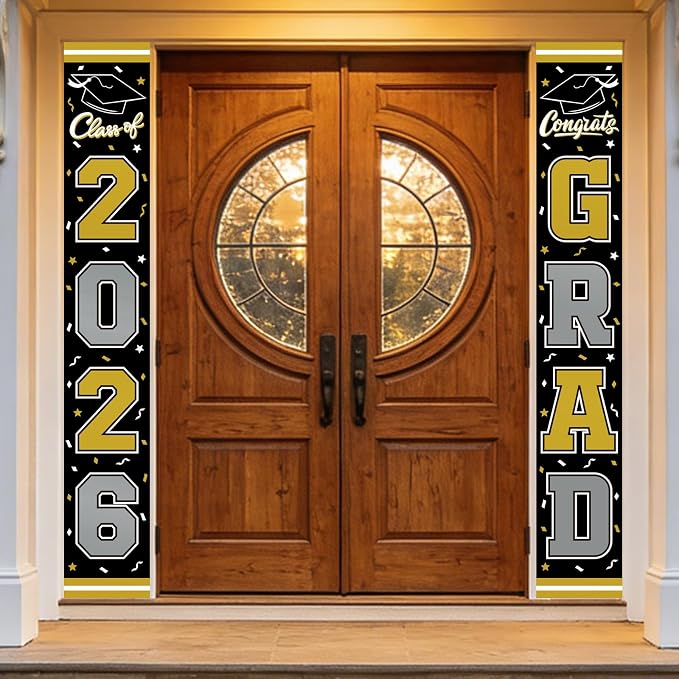 2026 Graduation Decorations, Congrats Grad Banner Backdrop by Gatherfun
