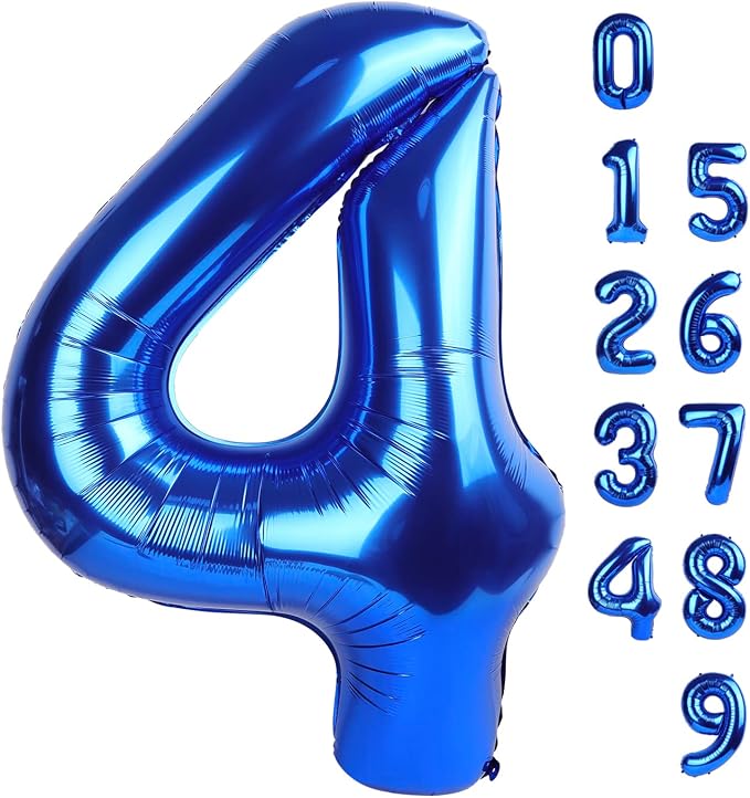 Number Balloons Navy Blue Number 4 by Mluchee