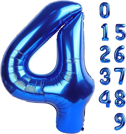 Number Balloons Navy Blue Number 4 by Mluchee