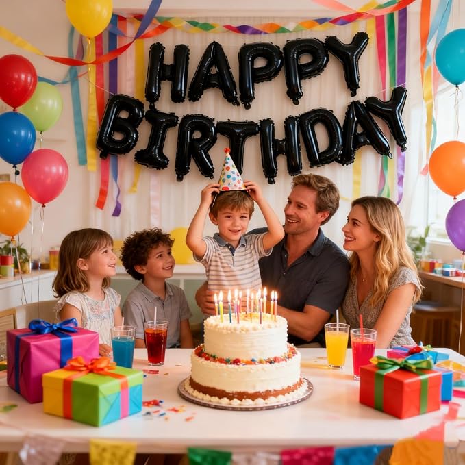 16" Happy Birthday Foil Letter Balloons Banner Set | Alphabet Balloons - Image 4