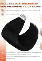Sunny Hair Tape in Hair Extensions Human Hair 12inch Hair Extensions Real Human Hair Tape in Extensions for Women Jet Black Invisible Remy Hair Natural Straight Skin Weft Double Sided Tapes 40pcs 60g