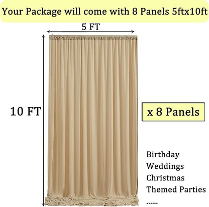 40ft x 10ft Wrinkle Free Champagne Backdrop Curtains - Image 5