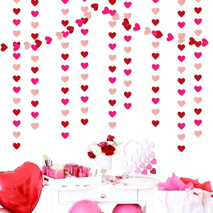 Rose-Gold Red Valentines Party-Decorations Heart-Garland - 52ft Galentines - Image 6