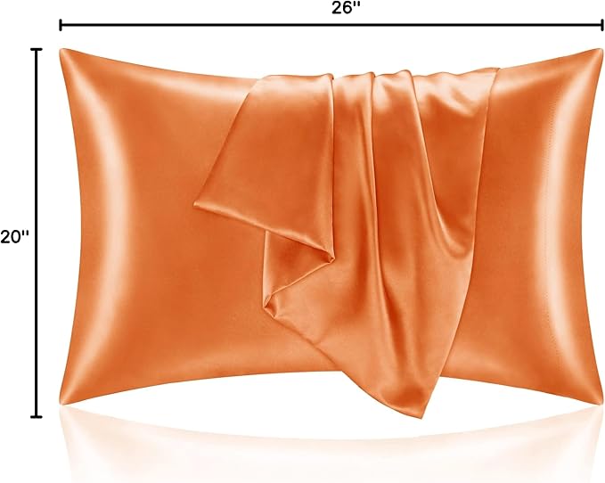 BEDELITE Satin Pillowcase for Hair and Skin, Super Soft and Cooling Similar to Silk Pillow Cases 2 Pack with Envelope Closure, Gift for Women Men(20"x26" Standard Size, Burnt Orange)