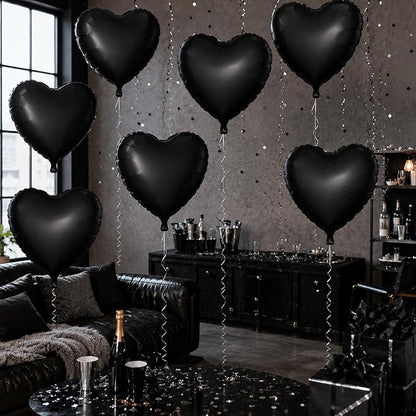 TONIFUL 15 Pack 18 Inch Matte Black Heart Foil Balloons – Black Mylar Heart - Image 3