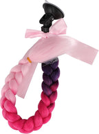 SEGO 1PCS/2PCS Helmet Pigtail Braids with Detachable Suction Cup Bowknot Ponytail Hair Many Colors (Helmet not Included)