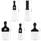 5 Pcs Afro Comb Metal African American Pick Comb Hairdressing Styling Tool Hair Pick for Hair Styling black