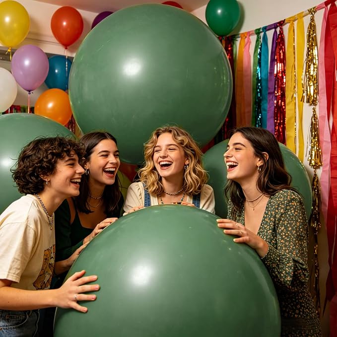 5Pcs Sage Green Big Balloons 36 Inch, Round Large Latex Party Balloons - Image 6
