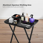 OmySalon Salon Tray on Wheels Folding Color Trays for Salon, Aluminum Tattoo Tray Rolling Trolley Cart Mobile Hair Cart for Stylist Hairdresser, Beauty Spa Service Storage Station