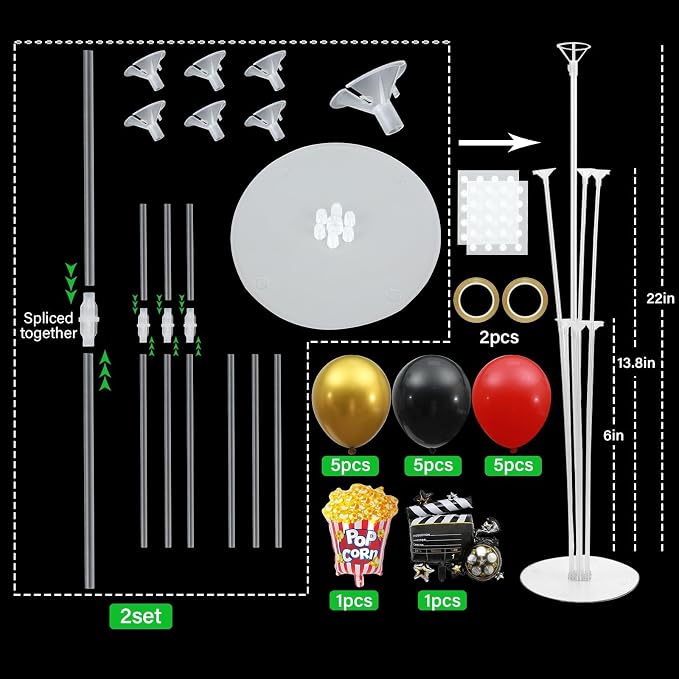 Movie Night Party Balloons Stand Kit 2 Sets - Image 2