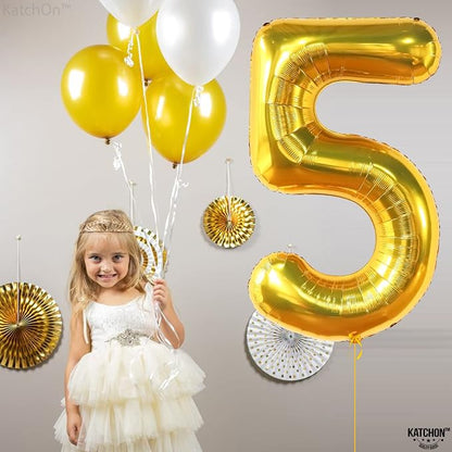 KatchOn Foil Gold Number 5 Balloons - Image 6
