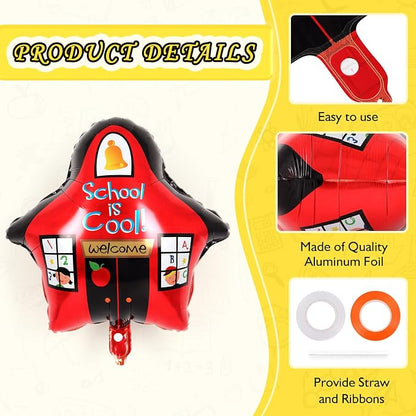 24 Pcs Large Back to School Balloons, Colorful Star School Bus House Foil - Image 5