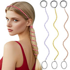 3 Packs Ponytail Holders Hair Ties for Women, Spiral Pony Tails Elastic Braided Hair Holders for Gym Swimming Sports (3pcs16"colorful08)