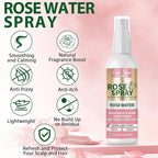 Rose Water Spray Scalp Moisturize Rose Water for Hair Refreshing- Rose Mist for Braid, Locs, Twist, Dreadlock, Rose Spray Medium Bristles for Thick Coarse Detangling Smoothing Wave Styles Set 3.4 floz