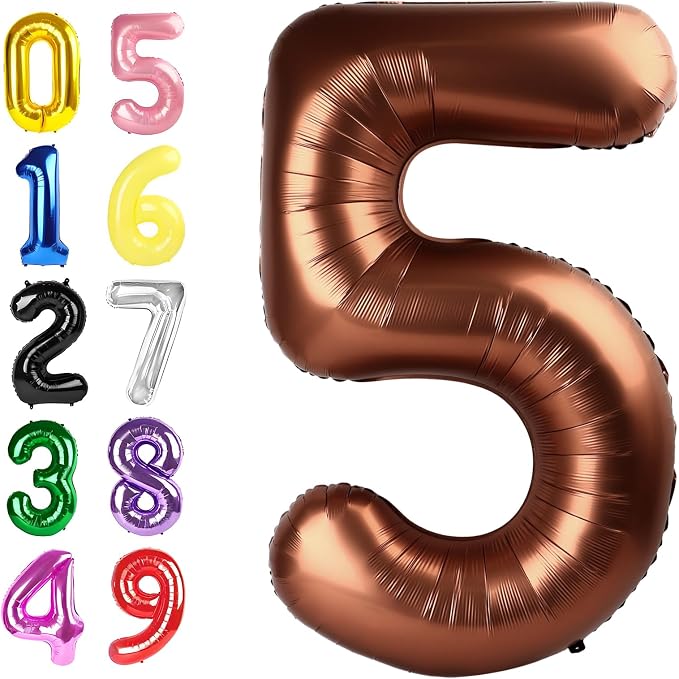 Number 4 Balloons 40 Inch Coffee Brown Balloon by Argthjy