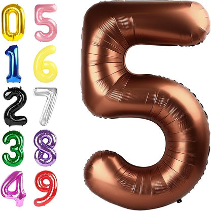 Number 4 Balloons 40 Inch Coffee Brown Balloon by Argthjy