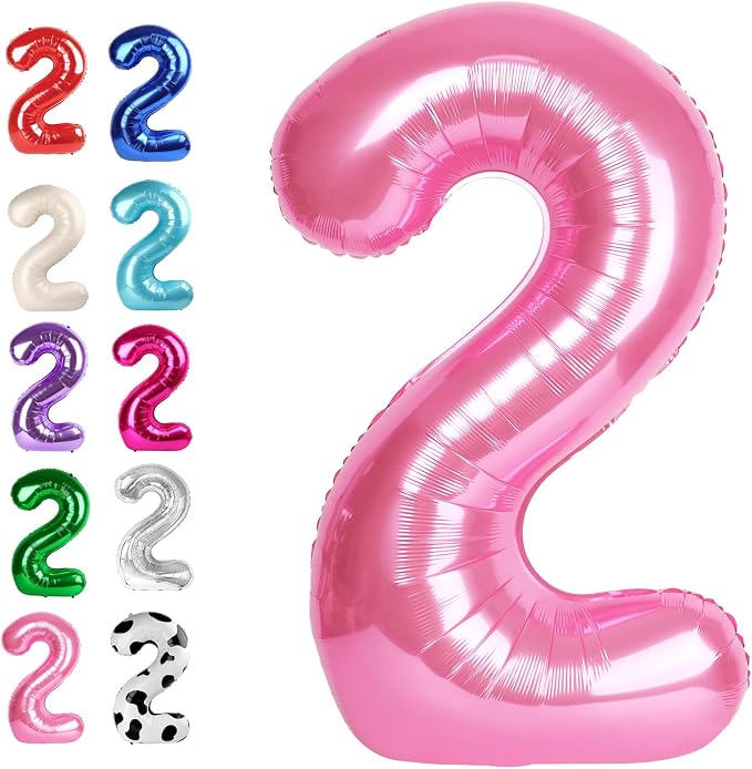 Pink Number 2 Balloon 40 inch, Balloon numbers party supplies, deco photo shoot by Upgesy
