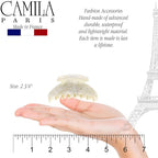 Camila Paris CP3266 French Hair Clip for Women, Small 2.75 inch Handmade, White, Girls Hair Claw Clips Jaw Fashion Durable Styling Hair Accessories for Women, Strong Hold No Slip Grip. Made in France