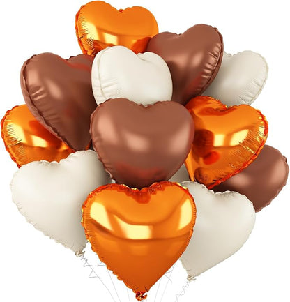 Orange White Brown Heart Foil Balloons by Adorely
