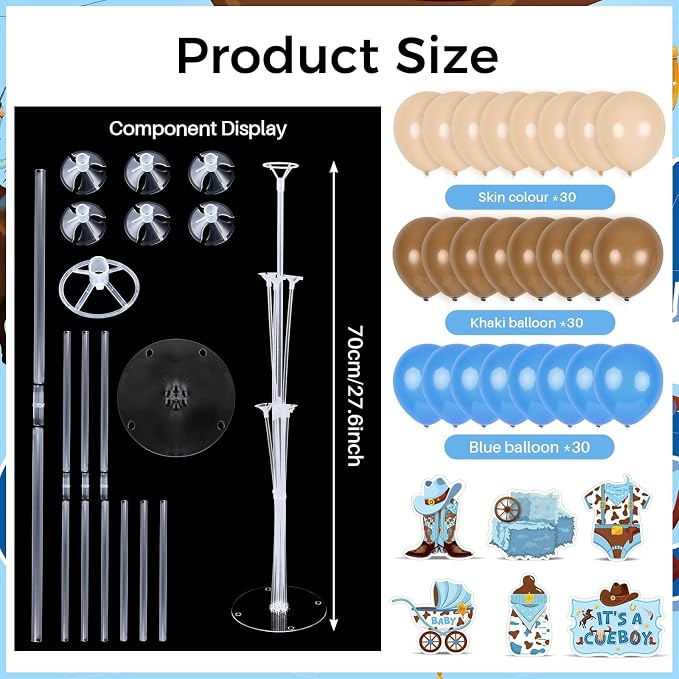 6 Sets Cowboy Baby Shower Balloon Stand Kit - Image 4