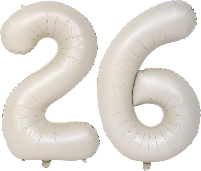 40 In Cream white Number Balloons Helium Foil Mylar Balloon Digital 26 | by Exquisitehighqualitypartydecorationstomeetyoureveryneed%EF%BC%81