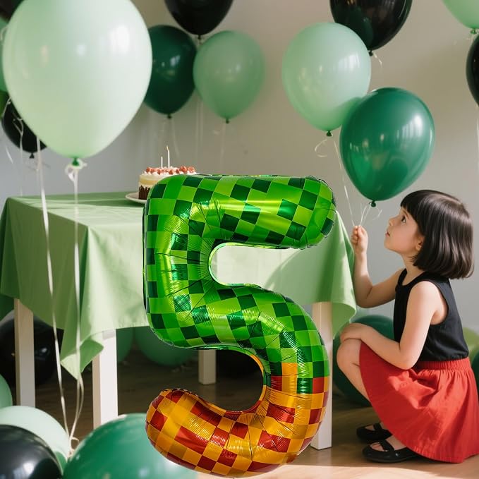 Pixel & TNT Theme 40in Giant Number Balloons - Image 6