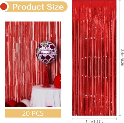 20 Pack Red Foil Fringe Curtains - Image 3