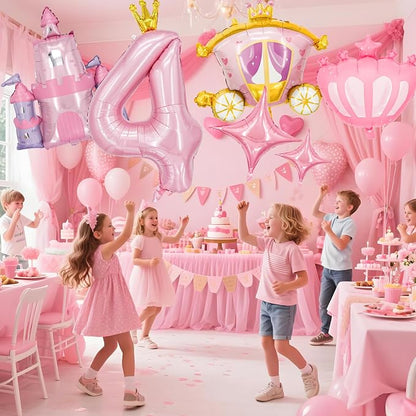Minyu 6-Piece Princess Theme Party Decoration Set: Princess Carriage + Pink - Image 7