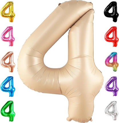 KatchOn Caramel 4 Balloon Number 40 Inch | Neutral Number 4 Balloon by KatchOn