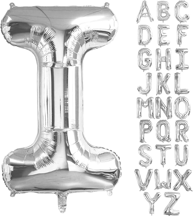 Lovoir 40 Inch Large Silver Letter I Balloons Big Size Jumbo Mylar Foil Helium by Lovoir