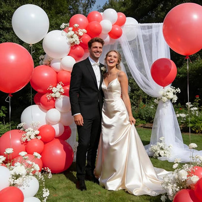 110pcs Coral Red Balloon 12 Inch, Coral Red Latex Balloons - Image 4