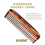 Kent 93T Beard Comb for Men - Wide Tooth Men's Comb, Ideal For Mustaches and Beards and Facial Hair, Small Pocket Sized Travel Detangler Combs, Saw-Cut, Hand Polished, Made in England