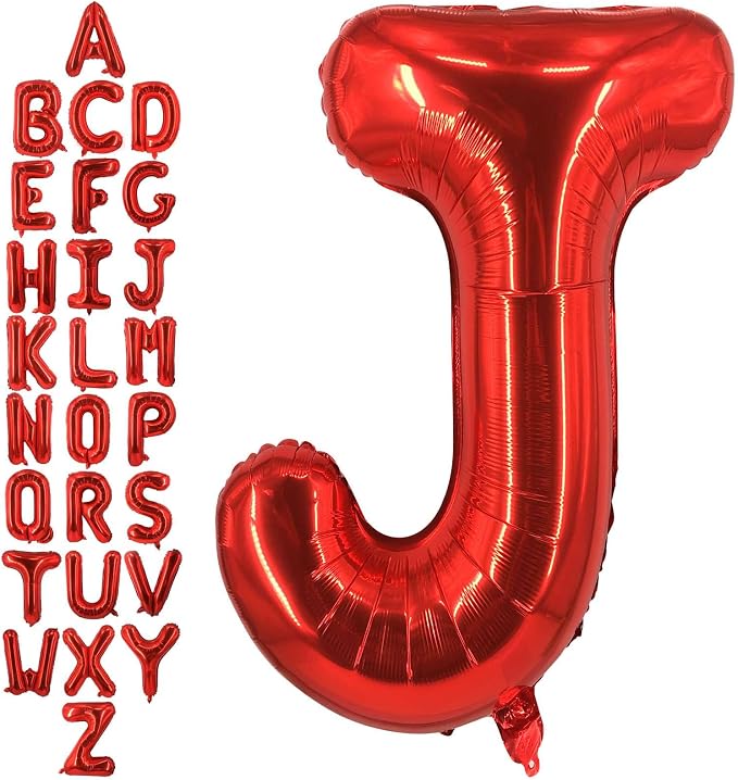 40 Inch Red Letter J Balloons, DIY Phrase Foil Alphabet Letter J Balloons DIY by LHOAVWE