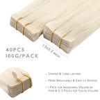 WENNALIFE Invisi Edge & Classic Tape in Hair Extensions Human Hair, 22 Inch 100g 40pcs(20pcs Invisi Edge & 20pcs Classic) Platinum Blonde Invisible Luxury Remy Hair Natural Seamless Injected Tape Ins