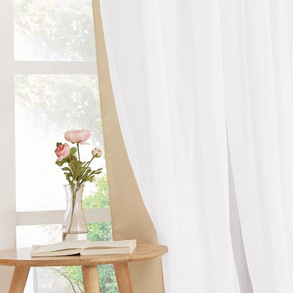 PONY DANCE Living Room Curtains, 52 by 84 inches, Biscotti Beige, Tie-Backs - Image 5