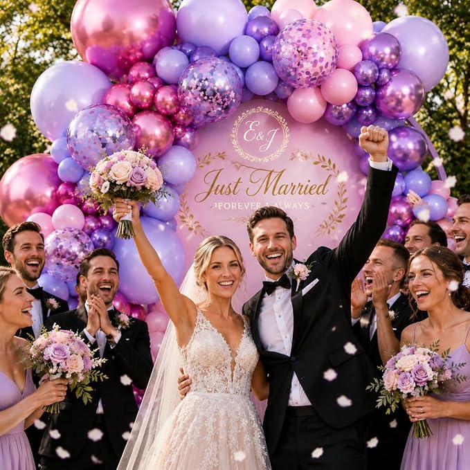 174Pcs Pink and Purple Balloons Garland Arch Kit -18 12 10 5 Inch Different - Image 3