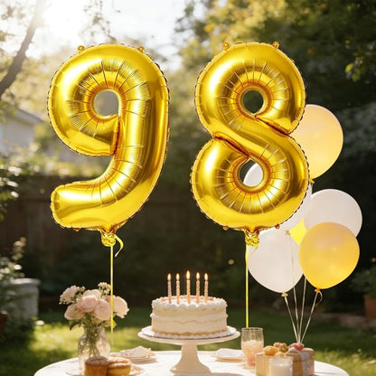 40 Inch Number 98 Balloons for 98th Birthday Party Decorations, 0-100 Gold - Image 3