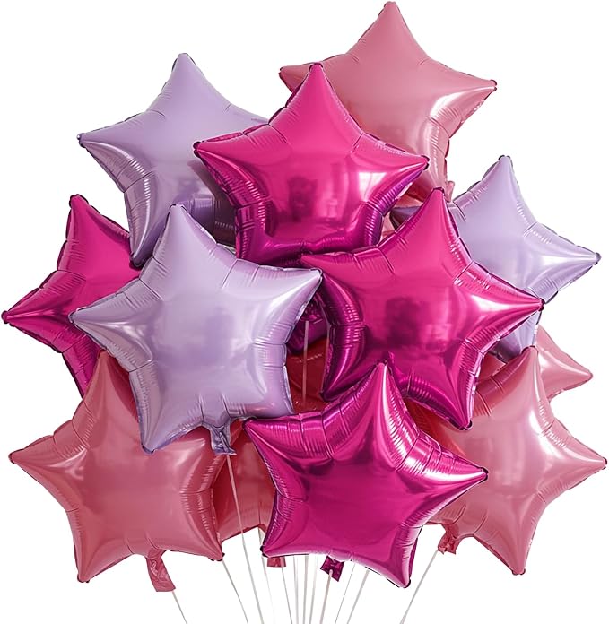 TONIFUL 15Pcs Star Balloons 18Inch Large Purple Pink Hot Pink Foil Balloons | by TONIFUL
