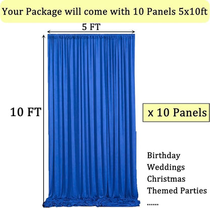 50ftx10ft Wrinkle Free Royal Blue Backdrop Curtains - Image 7