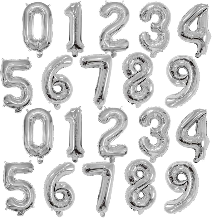 20 Pieces Foil Mylar Number Balloons 0 to 9 Set by YPSelected