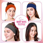 Styla Hair Headbands for Women Stretch Fashion Head Bands 10 Pack Non-Slip Head Wraps Great for Spa, Sports, Yoga, Pilates, Running, Gym Headband, Workouts (Dark)