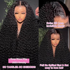 16 Inch 13x6 Deep Wave Lace Front Wigs Human Hair 200 Density 13x6 HD Lace Front Wigs Human Hair Pre Plucked Deep Curly Glueless Wig 100% Virgin Human Hair Lace Front Wigs for Women