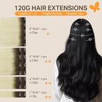 DOORES Clip in Hair Extensions Real Human Hair, Light Ash Brown to Ash Blonde 120g 7pcs 18 Inch, Remy Hair Extensions for Women Natural Straight Thick