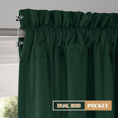 Beauoop Velvet Curtains for Bedroom Living Room Dark Green 52x108 2 Panels | - Image 9
