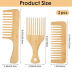 3pcs Wooden Pick for Hair, Afro Picks for Men, Natural Anti-Static Wooden Pick for Curly Hair, Beard Picks for Men Women With Thick Curly Hairs Hairing Lift and Style