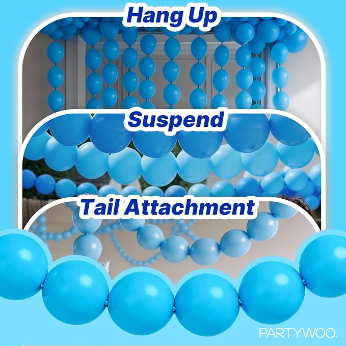 PartyWoo Light Blue Linking Balloons 100pcs 12 Inch Blue Link Balloons | - Image 6