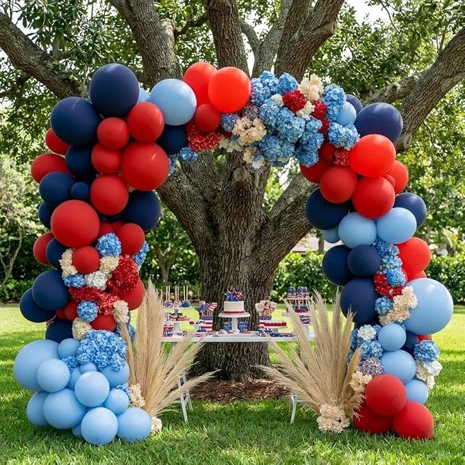 Red Balloons Double Stuffed Different Sizes Balloon Arch Kit | Dark Red Balloon - Image 5